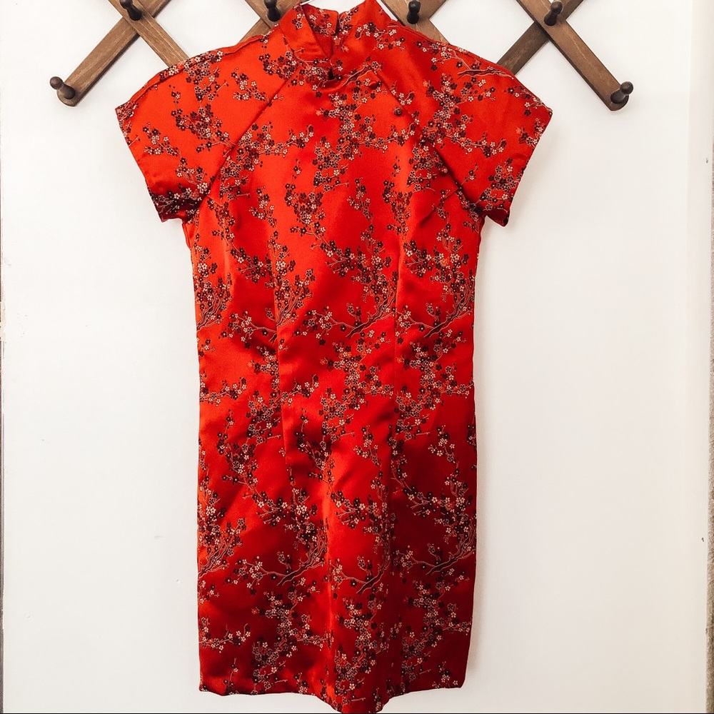 Satin Kimono Dress - XS Red